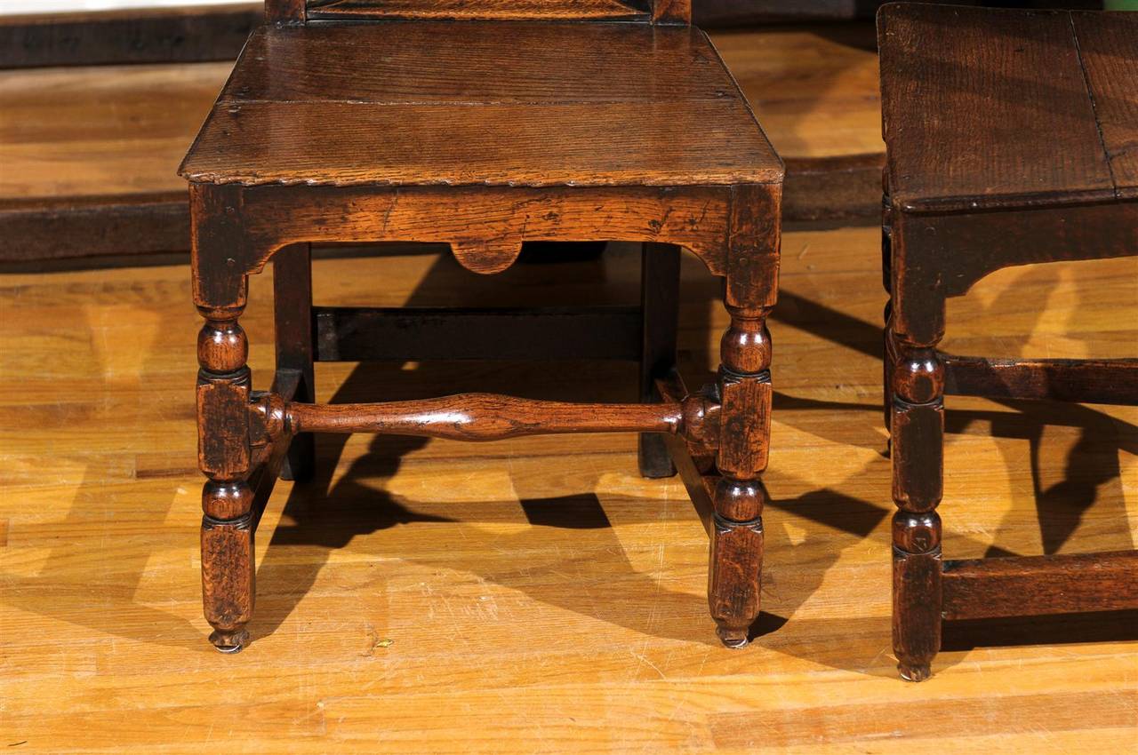 Pair of English Oak Side Chairs 19th Century 5