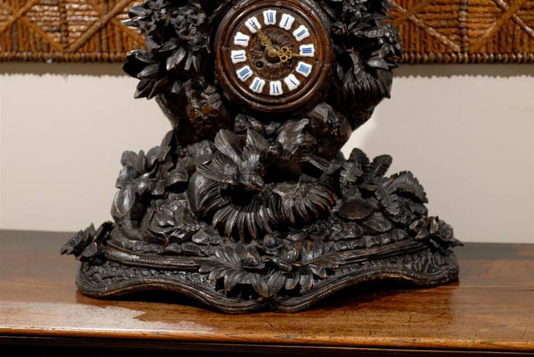 Brass Rare 19th Century Black Forest Mantel Clock with Grouse