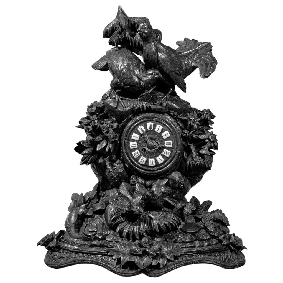 Rare 19th Century Black Forest Mantel Clock with Grouse