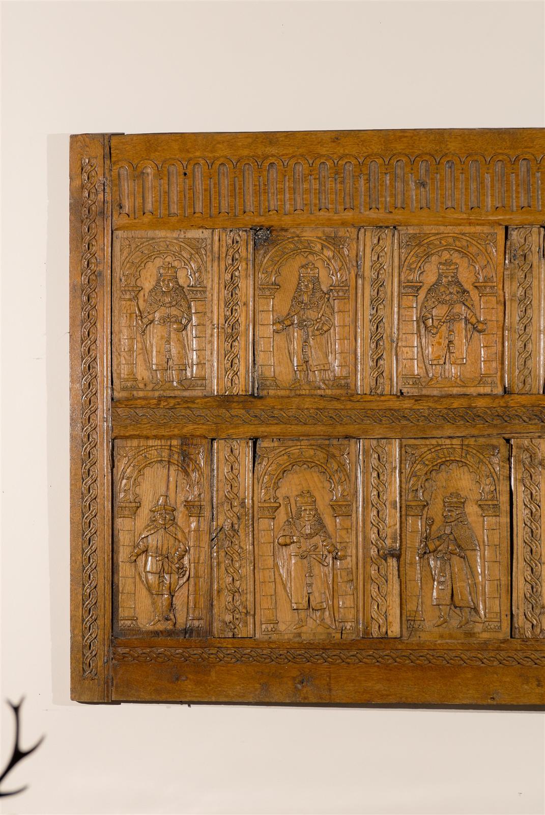 18th Century Carved English Heraldic Oak Panel 1