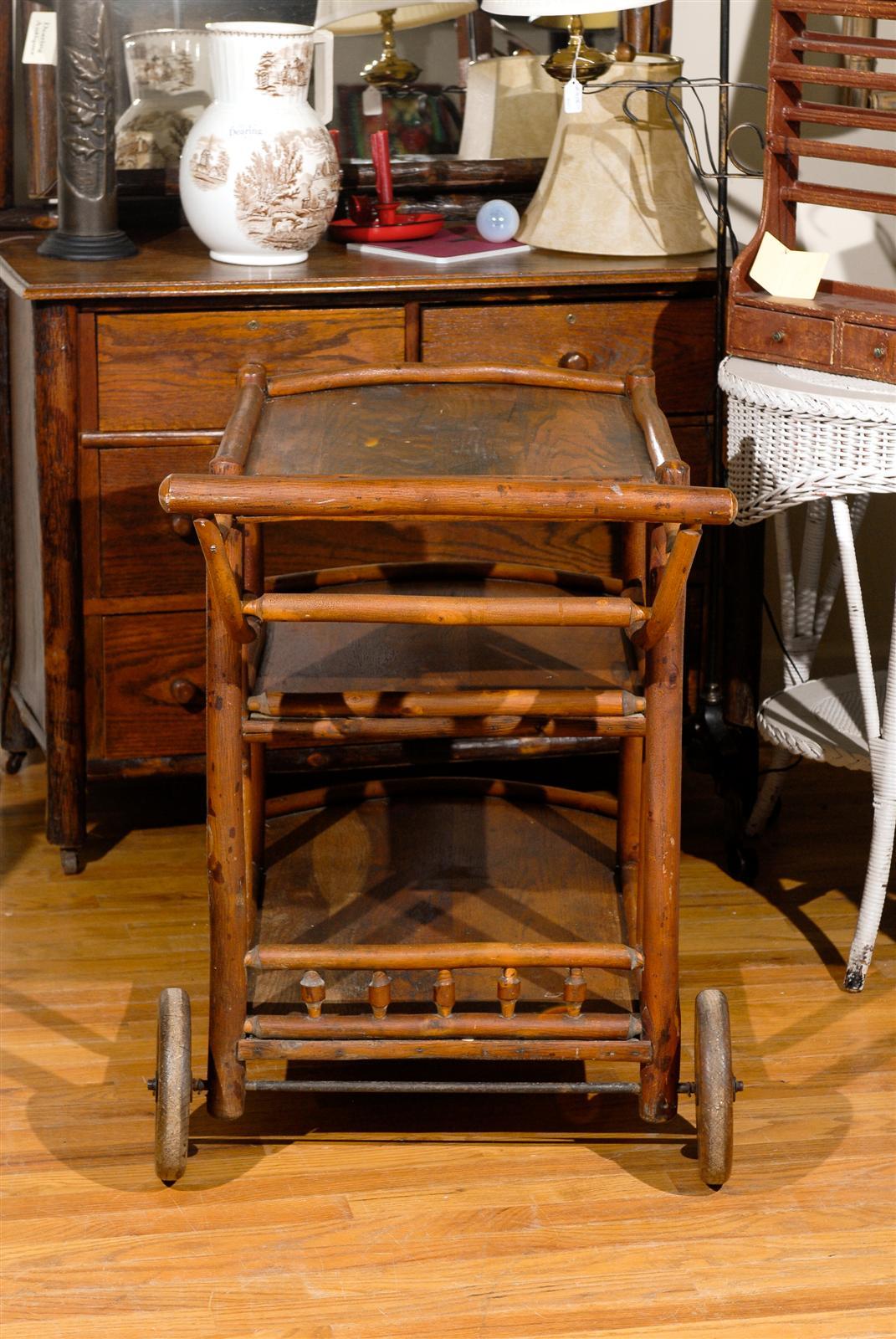 American Very Rare Old Hickory Tea Cart from 1920-1930