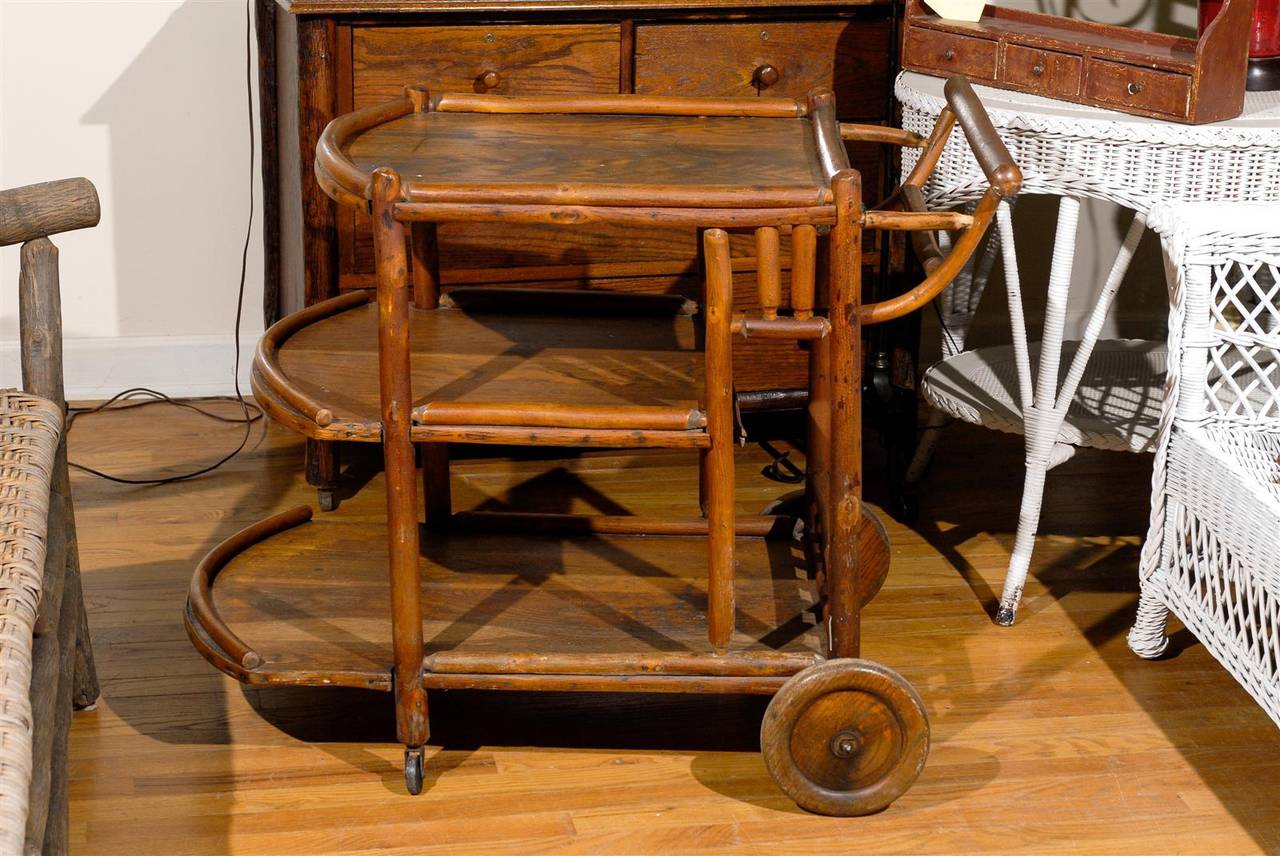 Very Rare Old Hickory Tea Cart from 1920-1930 1