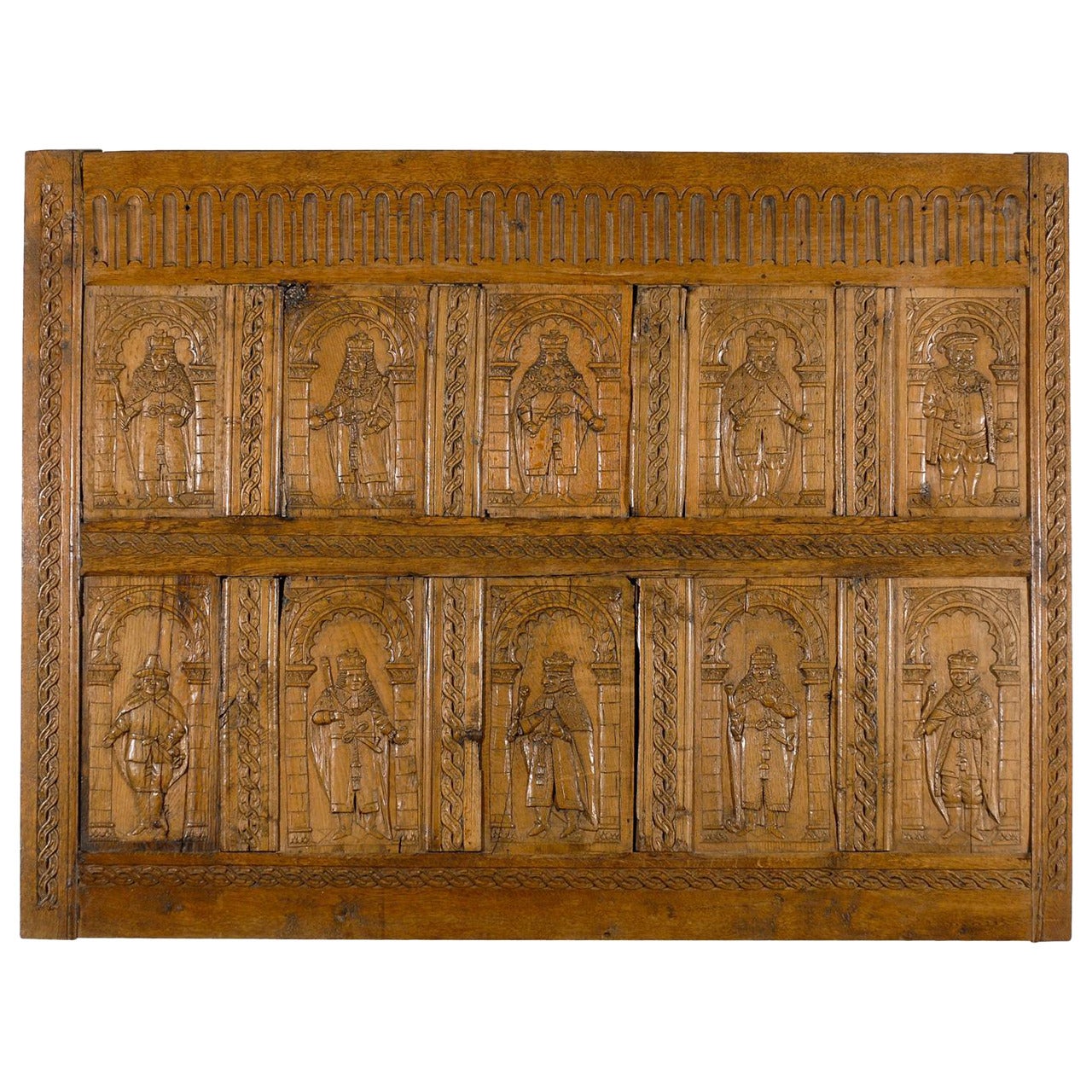 18th Century Carved English Heraldic Oak Panel