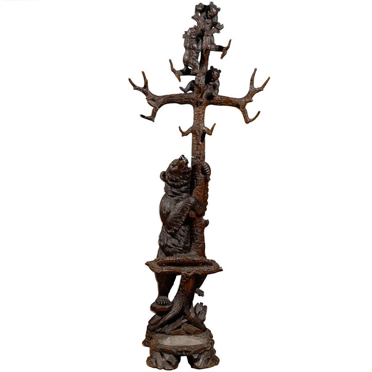Fantastic Black Forest Hall Tree with Umbrella Stand at 1stdibs
