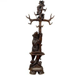 Fantastic Black Forest Hall Tree with Umbrella Stand