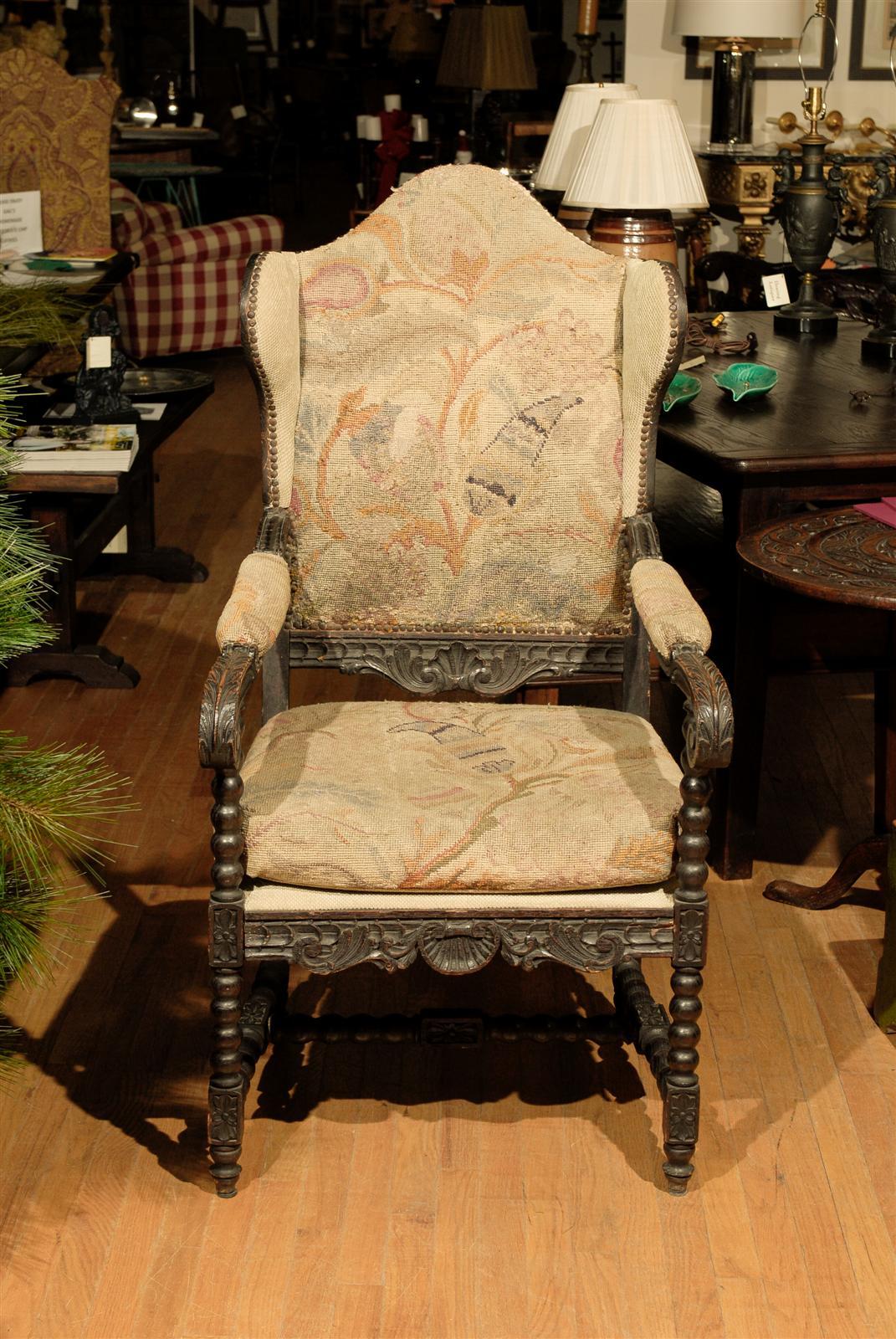 Carved English Wing Chair 2