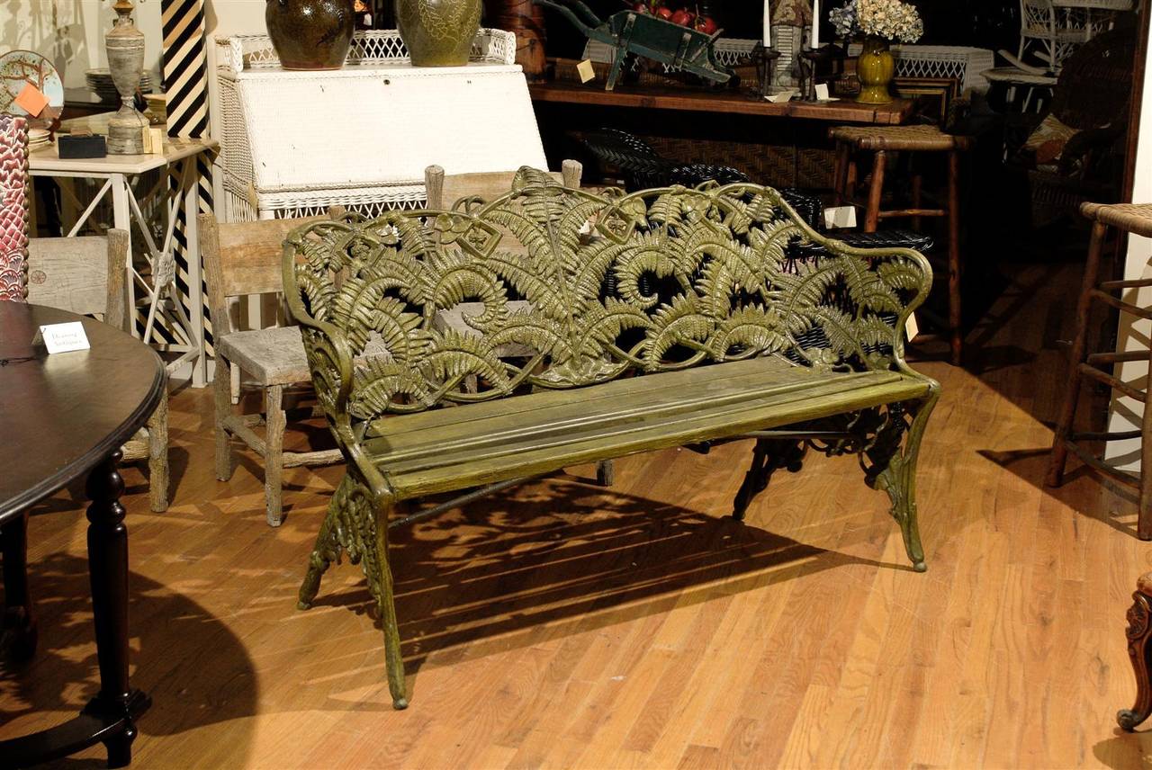 Victorian Late 19th Century Coalbrookdale Foundry Fern and Blackberry Pattern Garden Bench