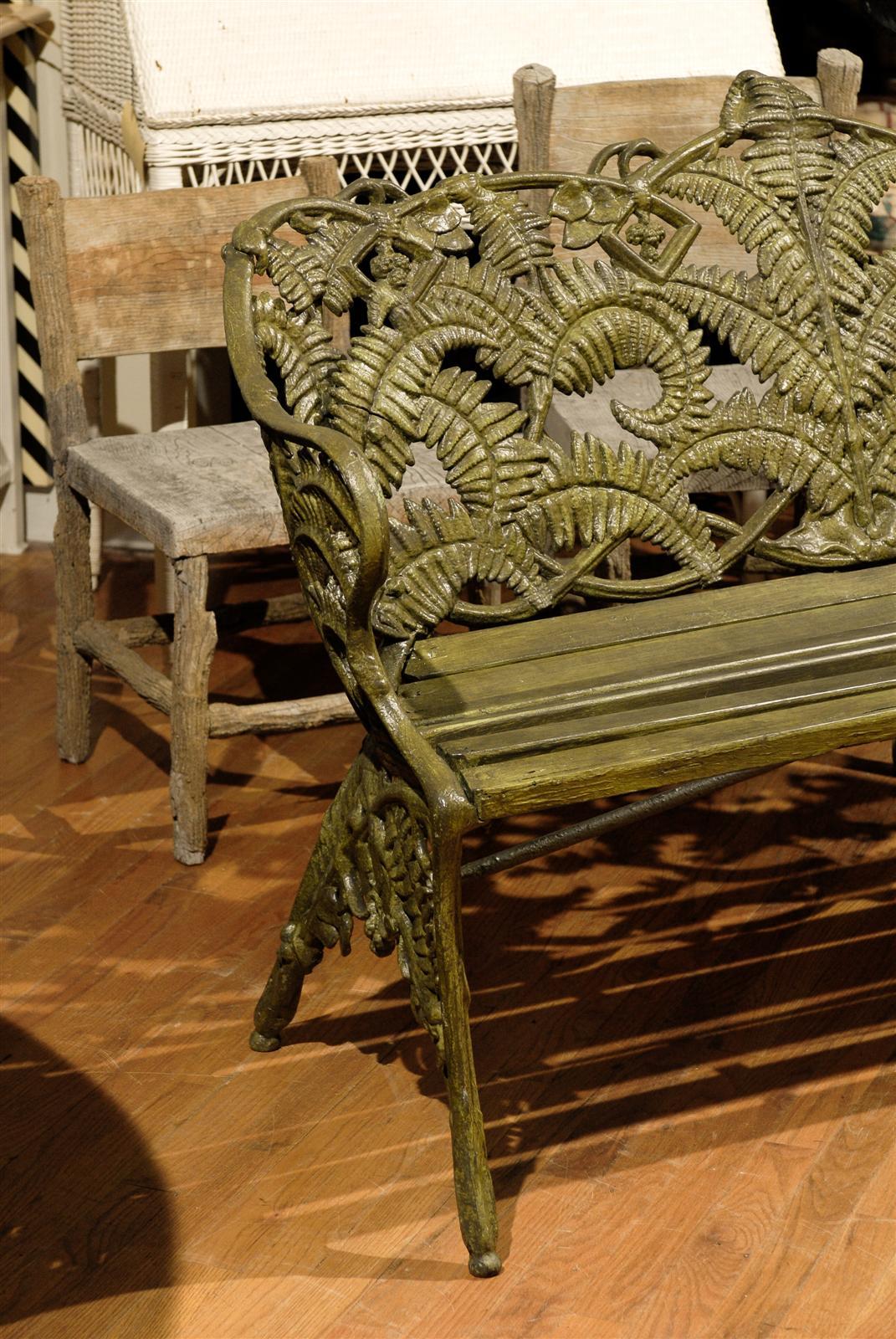 Late 19th Century Coalbrookdale Foundry Fern and Blackberry Pattern Garden Bench In Good Condition In Atlanta, GA