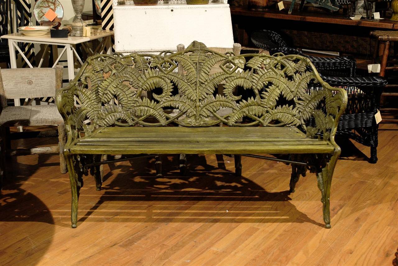 British Late 19th Century Coalbrookdale Foundry Fern and Blackberry Pattern Garden Bench