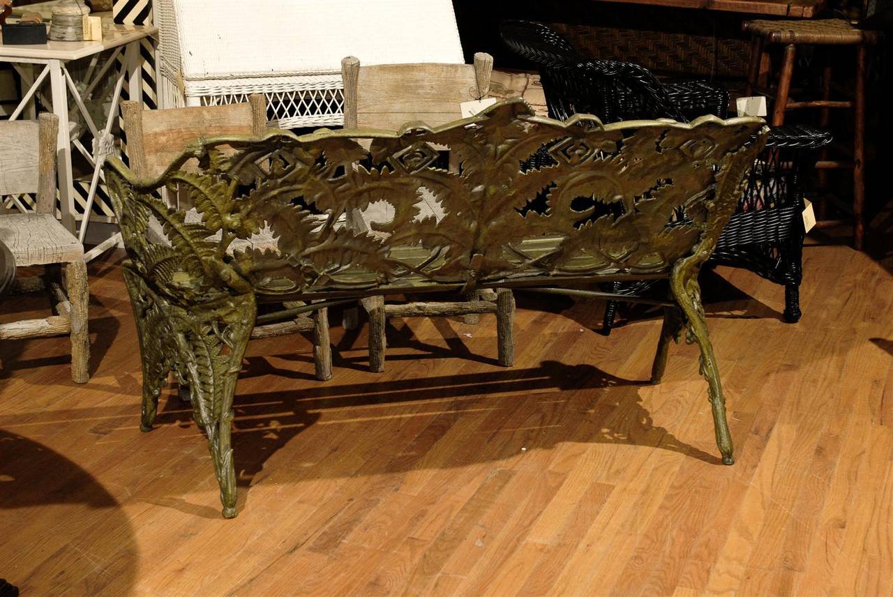 Wrought Iron Late 19th Century Coalbrookdale Foundry Fern and Blackberry Pattern Garden Bench