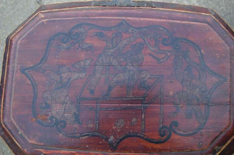 Brass Pair, Chinese Lacquered Wood Traveling Trunks. For Sale