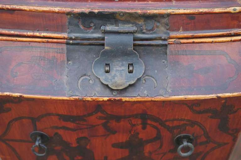 Pair, Chinese Lacquered Wood Traveling Trunks. For Sale 1