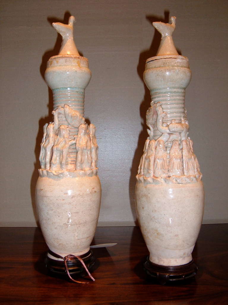 Pair of Ying Qing Dynasty Jars with Lids