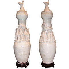 Pair of Ying Qing Dynasty Jars with Lids