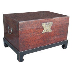 Leather Trunk On Painted Wood Stand