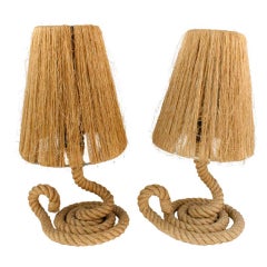 Retro Pair of 'Hula' Style Rope Twist Table Lamps