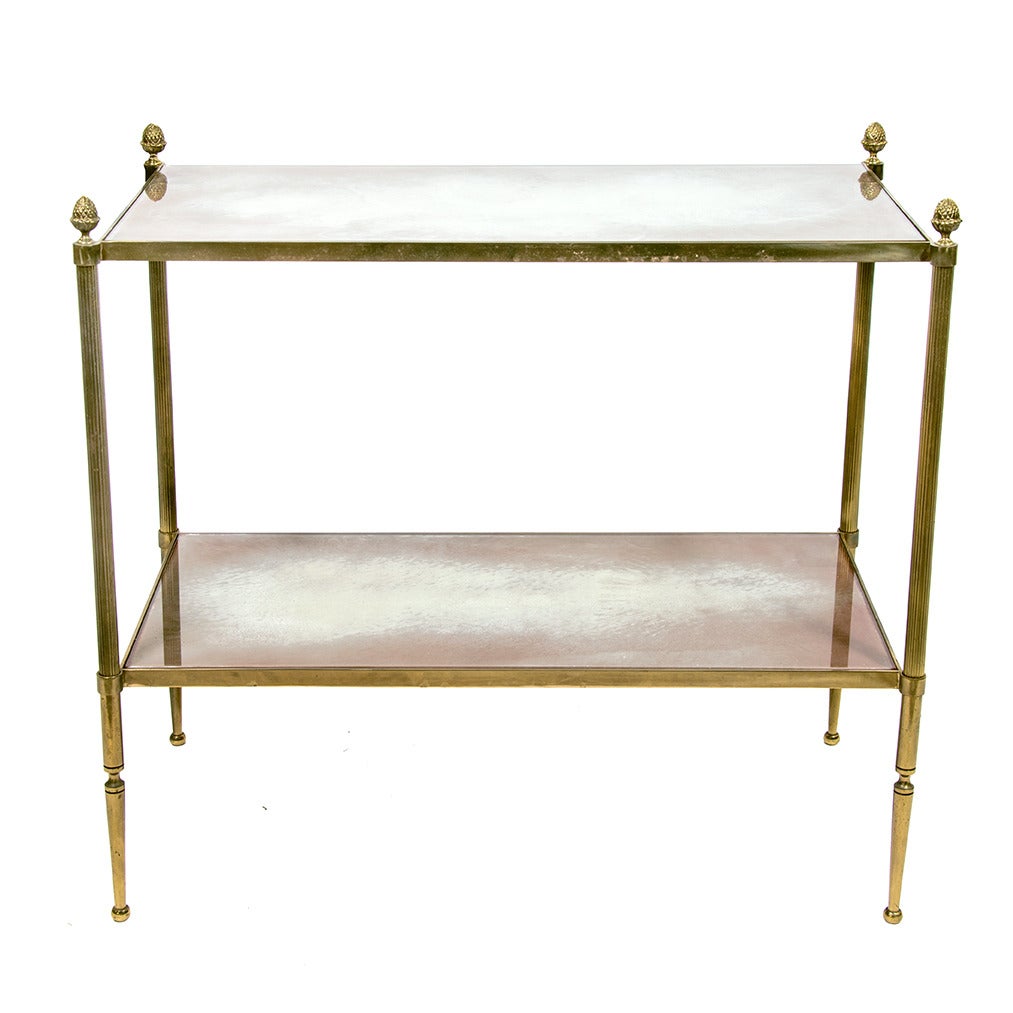Pair of 1950s Baguès Style Gilt Brass Side Tables In Good Condition In Palm Beach, FL