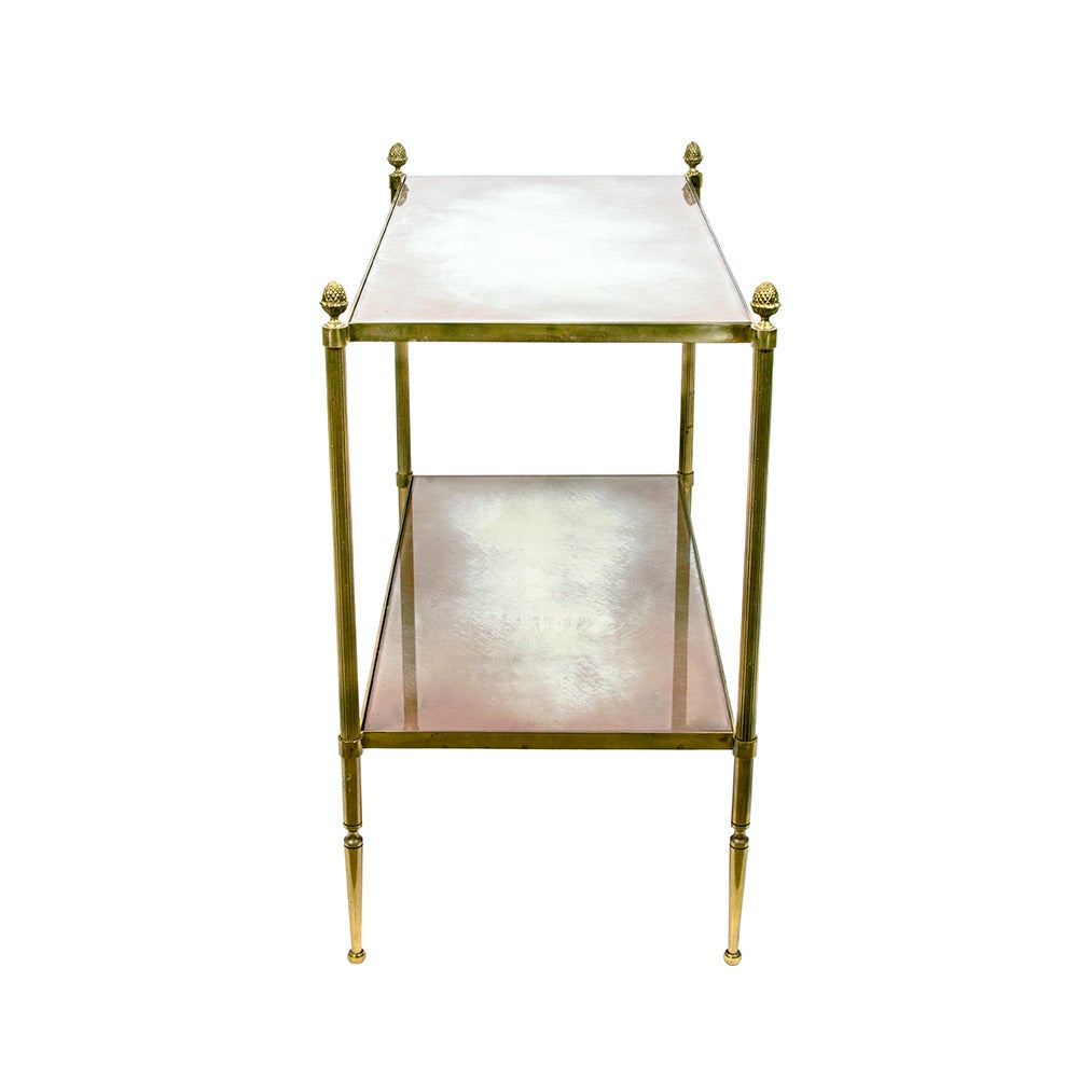 Mid-20th Century Pair of 1950s Baguès Style Gilt Brass Side Tables