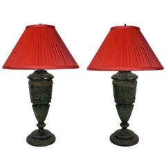 A Pair of 19th Century Spelter Vases Mounted as Lamps