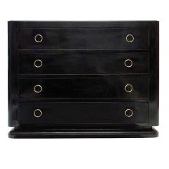 Art Deco Black Lacquered and Brass Chest-of-Drawers
