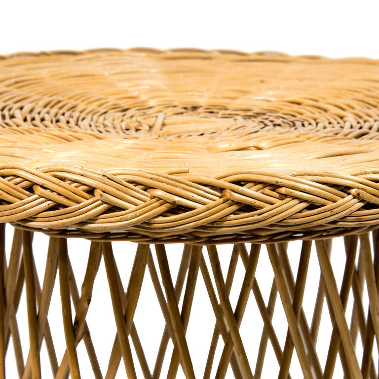 A 1970's Vintage Rattan Round Side Table