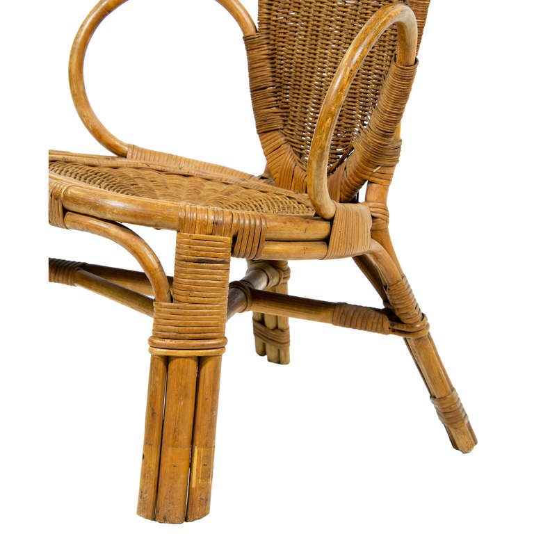 French 1960s Rattan Silent Butler Chair
