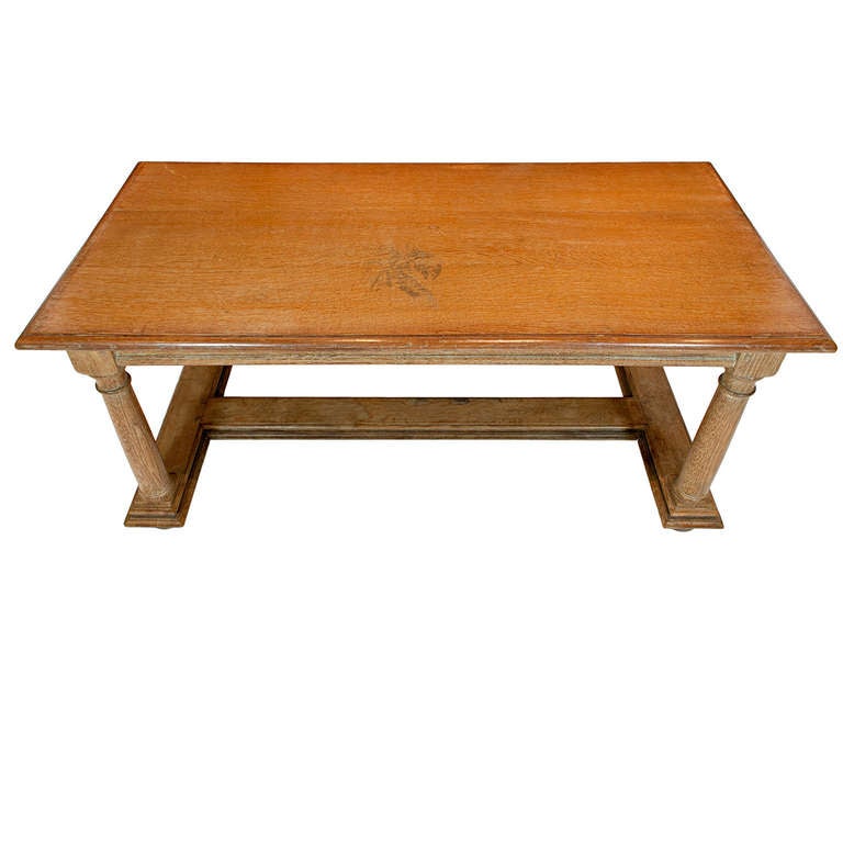 Cerused Oak Coffee Table Attributed to Jean Charles Moreux In Good Condition In Palm Beach, FL