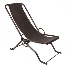 French 19th Century Steel and Leather Seaside Reclining Chair