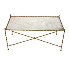 Bagues Style Gilt-Bronze and Antiqued Glass Coffee Table