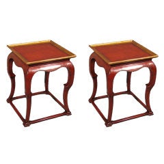 Pair of Chinese Style Red and Gilt Lacquered Side Tables