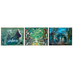Set of Three Opera Decor Gouache Drawings by Jacques André Brégère