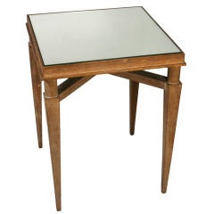 French Cerused Oak and Mirrored Side Table, Circa 1940s