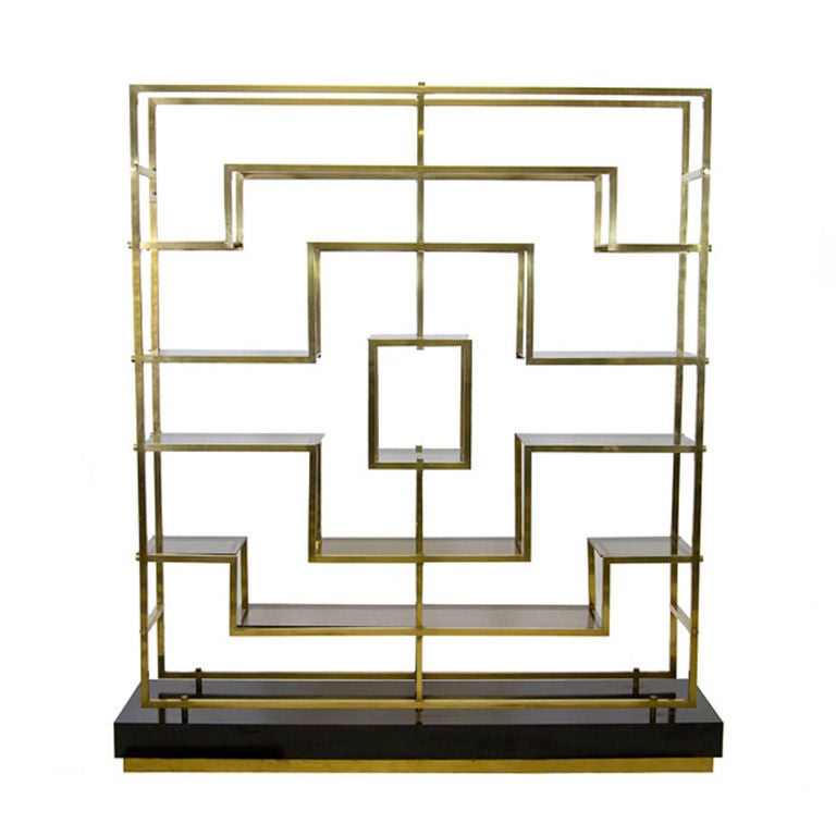 A Geometric Brass and Glass Bookcase by Romeo Rega at 1stDibs
