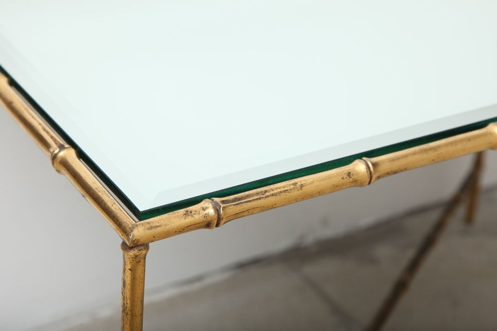 Maison Baguès Gilt-Bronze Bamboo and Mirrored Top Side Table 2