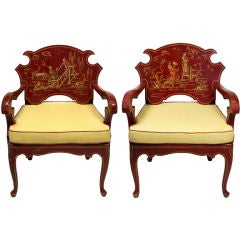 A Pair of French Chinoiserie Style Armchairs