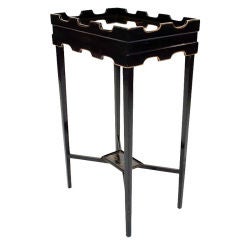 Beautiful Black Lacquered and Gilt-Decorated Tray Top Side Table