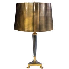 Neoclassical Shaped Gunmetal and Gilt Brass Desk Lamp 1