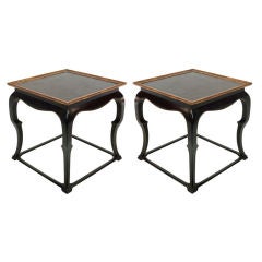 Chic Black Lacquered and Parcel-Gilt 'Chinese Style' Side Tables