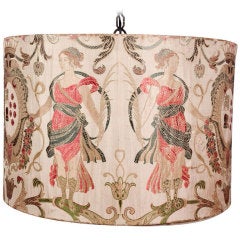 A Silk Embroidered 'Classical Muses' Textile Hanging Lantern