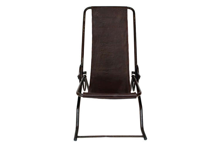 A French Steel and Leather Mechanical Seaside Reclining Chair.
From the Branca Casa B Collection
