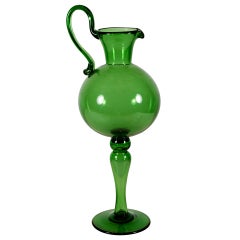 Vintage Italian Empoli Green Glass Pitcher