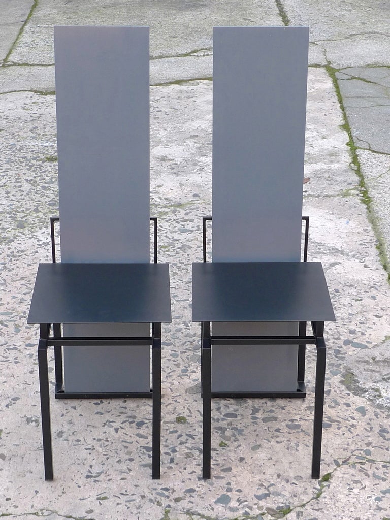 Modern Nemo Editions Memphis Era Rietveld Inspired Regal Chairs 1985 For Sale