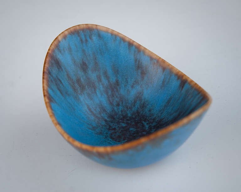 Scandinavian Modern Gunnar Nylund Miniature Blue Bowl for Rorstrand.