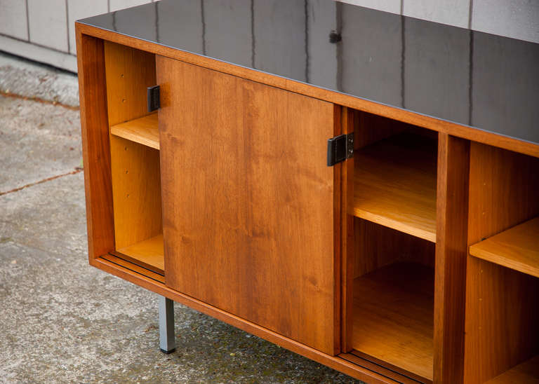 Vintage Knoll Credenza with Black Top In Excellent Condition In San Francisco, CA