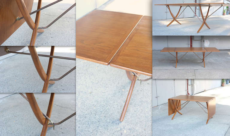 Scandinavian Modern Hans Wegner Vintage Drop-Leaf Dining Table