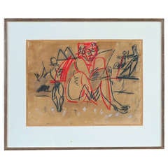 Vintage Gunter Tollman Figurative Work on Paper