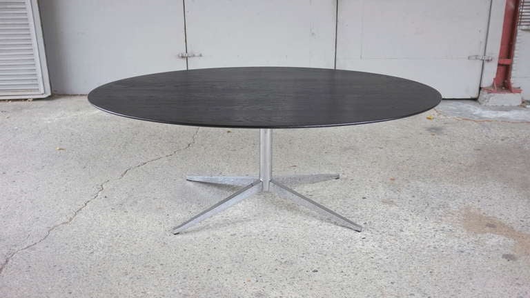 Florence Knoll Vintage Oval Table/Desk with Ebonized Open Grain Top