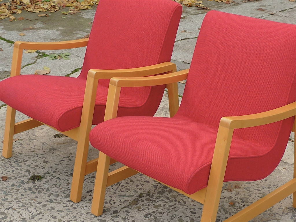 Mid-Century Modern Jens Risom for Knoll Vintage Pair of Arm Chairs