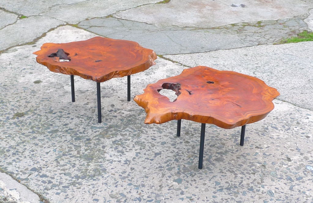 Pair of Vintage Nakashima/Blunk Inspired Free Edge Tables