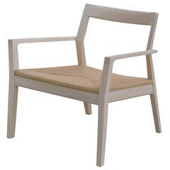 Marc Krusin for Knoll Midcentury-Modern Inspired White Ash and Jute Arm Chair